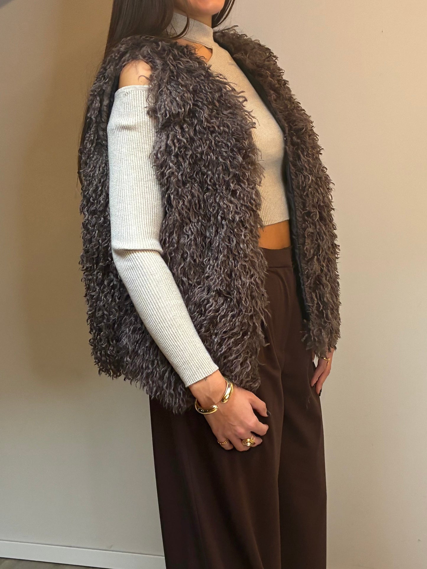 Gilet eco-pelliccia mongolia