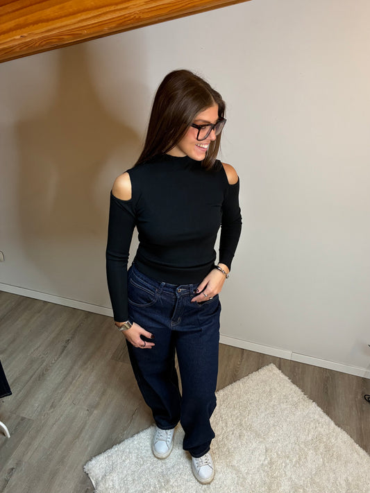 Pullover cut-out spalle nero