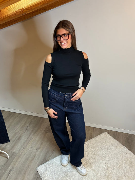 Pullover cut-out spalle nero
