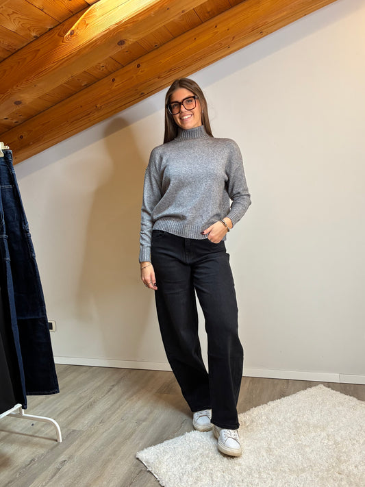 Maglione collo alto grigio