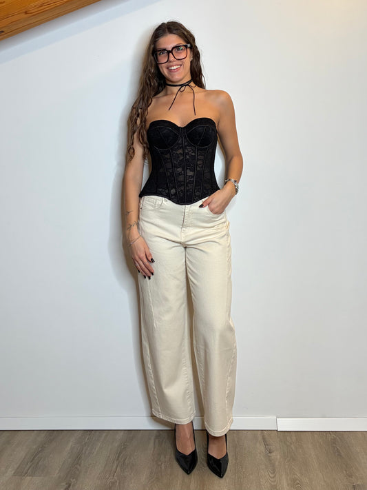 Corsetto bustier pizzo nero