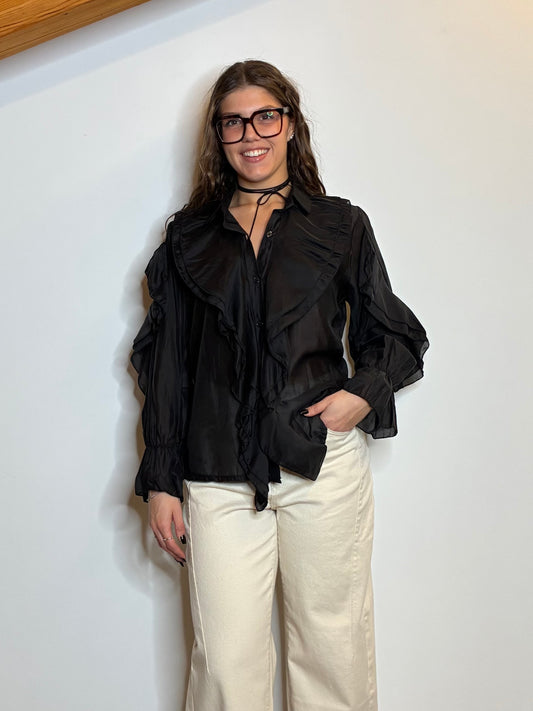 Camicia rouches nera