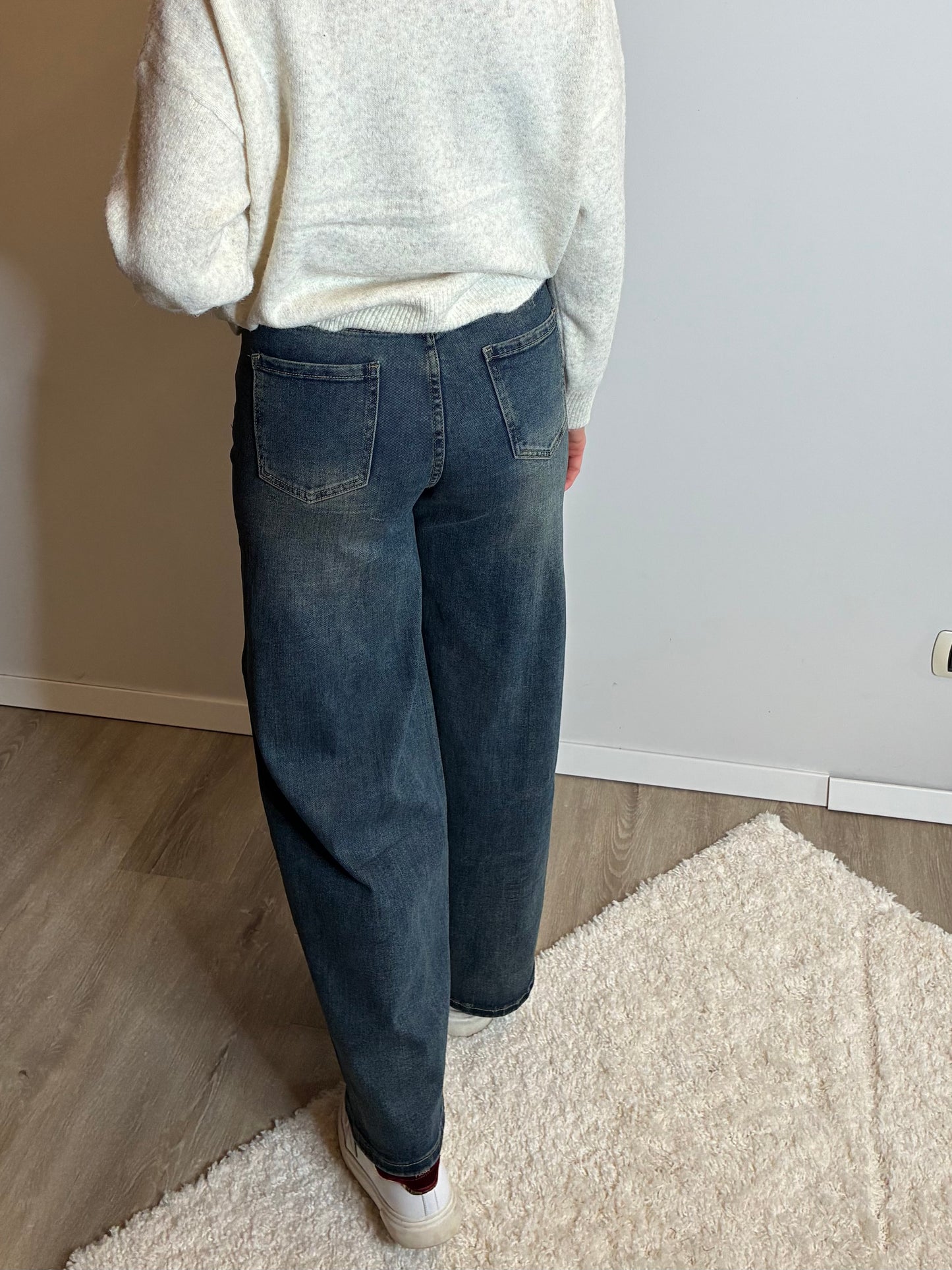Jeans wide leg stone washed