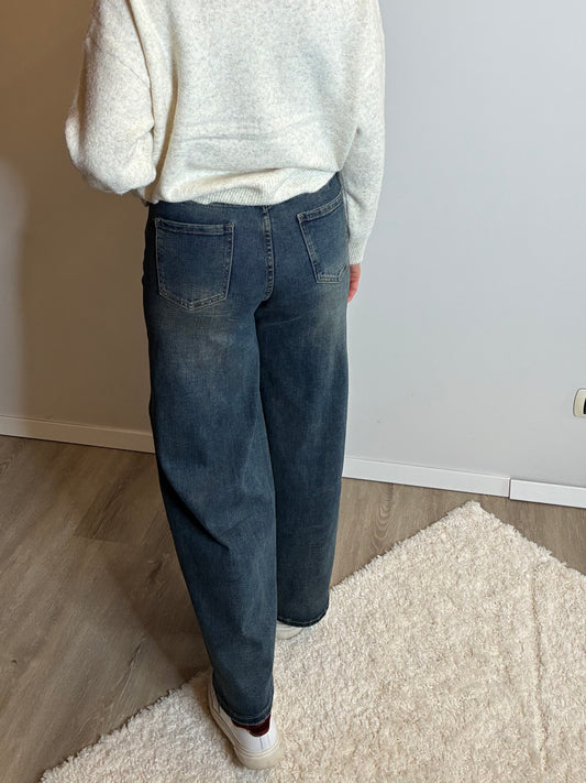 Jeans wide leg stone washed