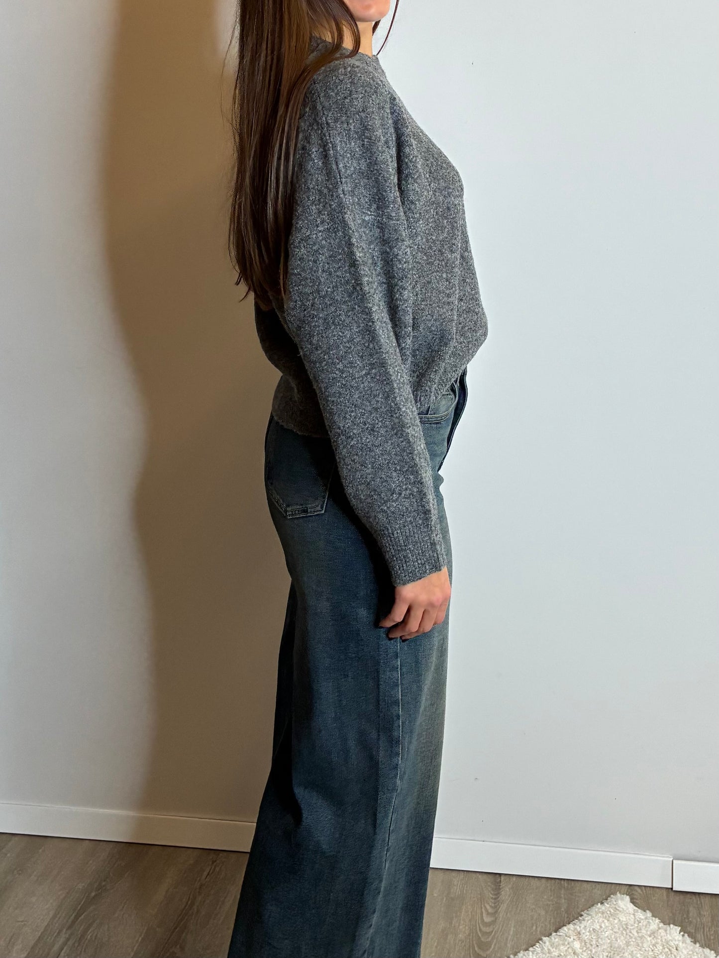 Pullover soft modal e lana grigio