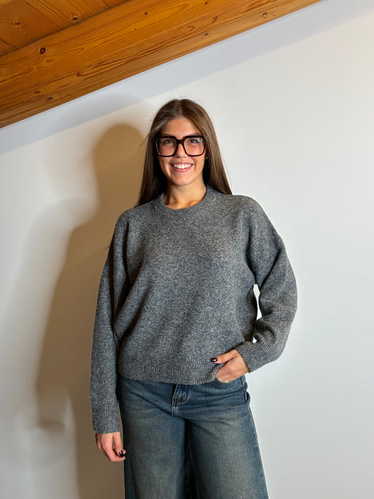 Pullover soft modal e lana grigio