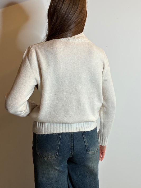 Pullover soft collo alto panna