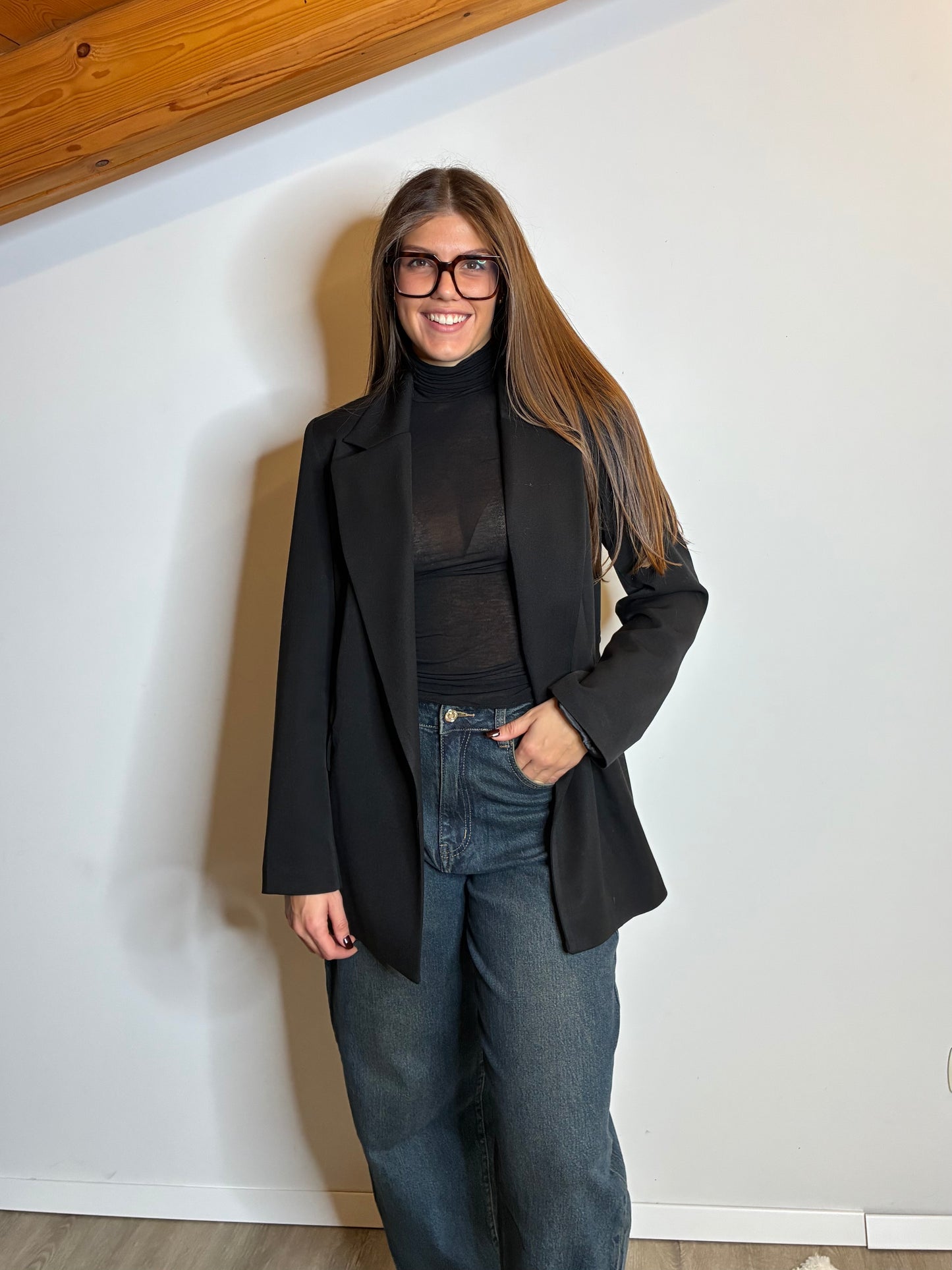 Blazer nero con cintura