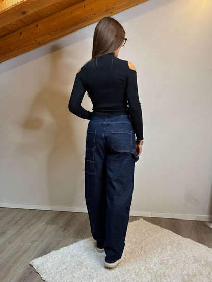 Pullover cut-out spalle nero