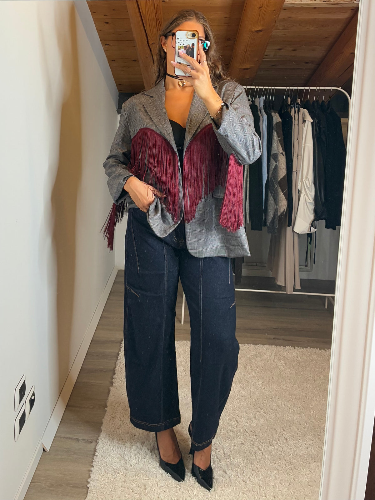 Blazer frange burgundy