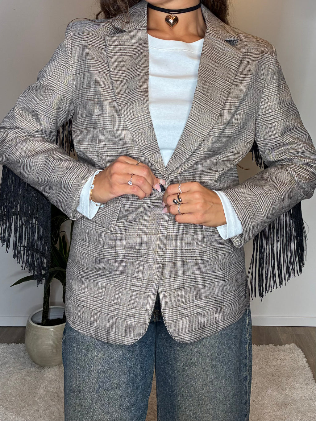 Blazer frange nere