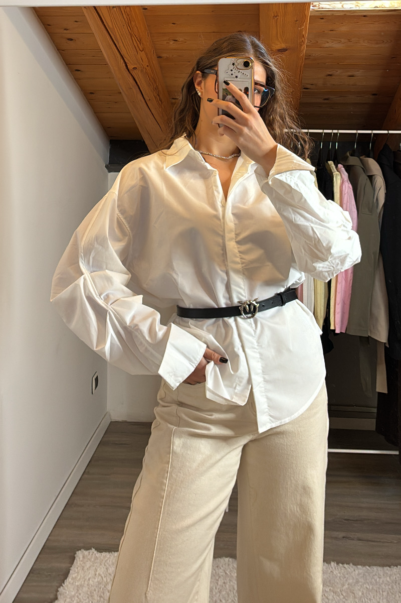 Camicia bianca manica pizzicata