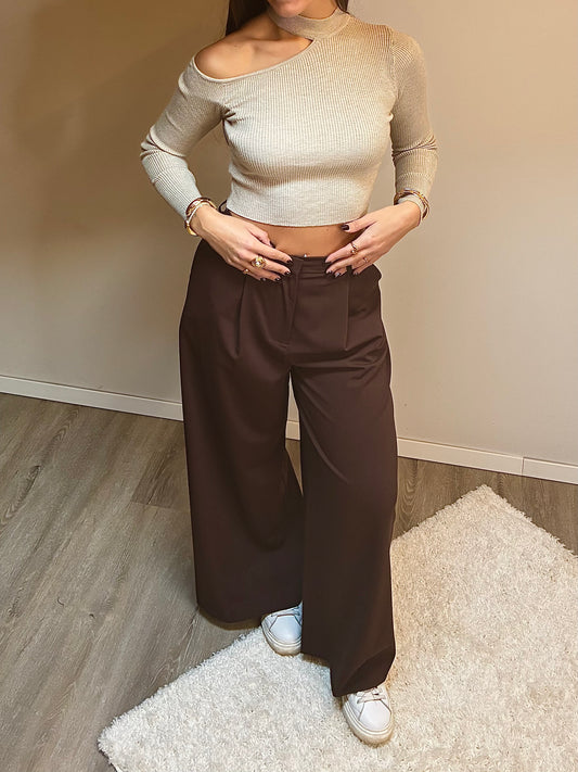 Pullover cut-out nocciola