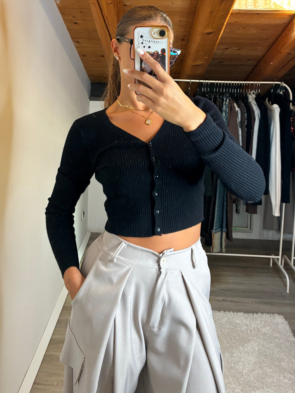 Cardigan crop nero