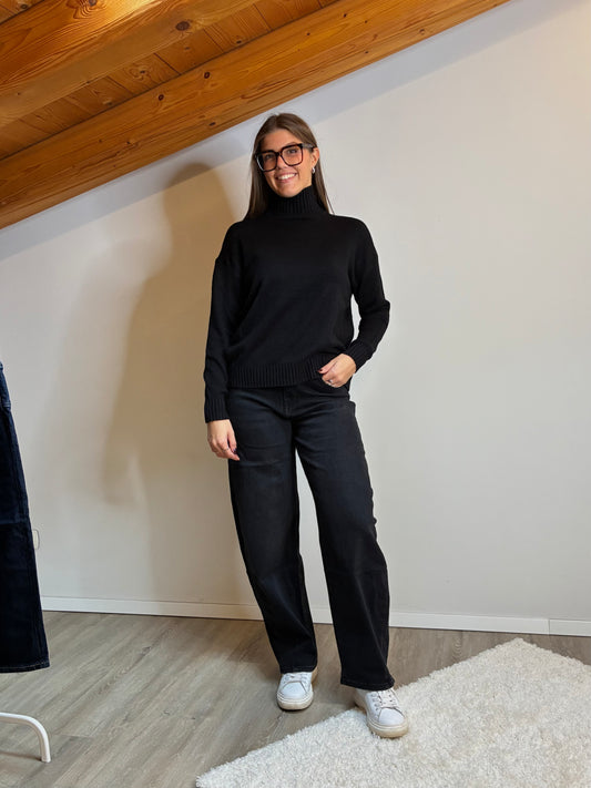 Maglione collo alto nero