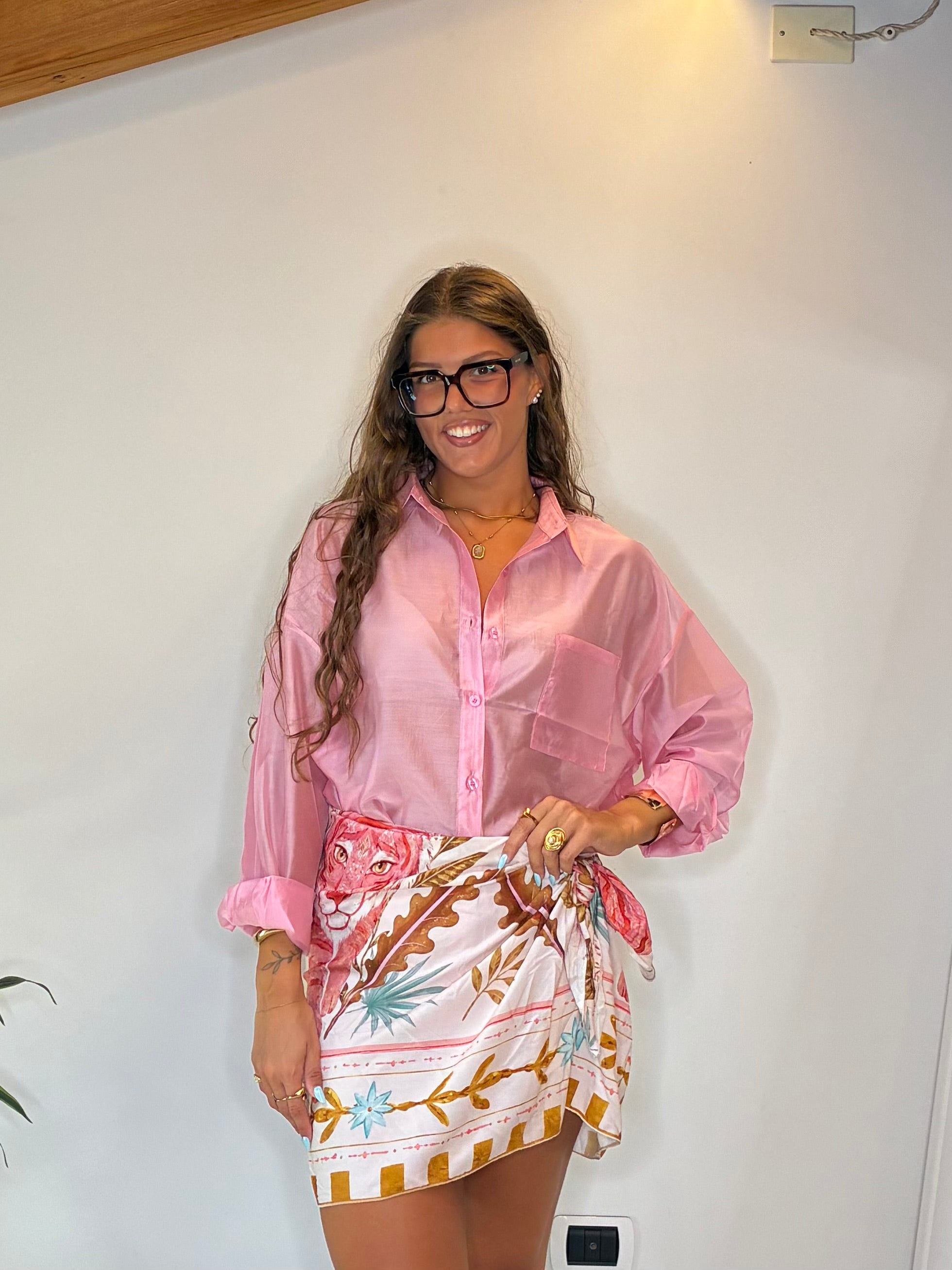 Camicia velata rosa