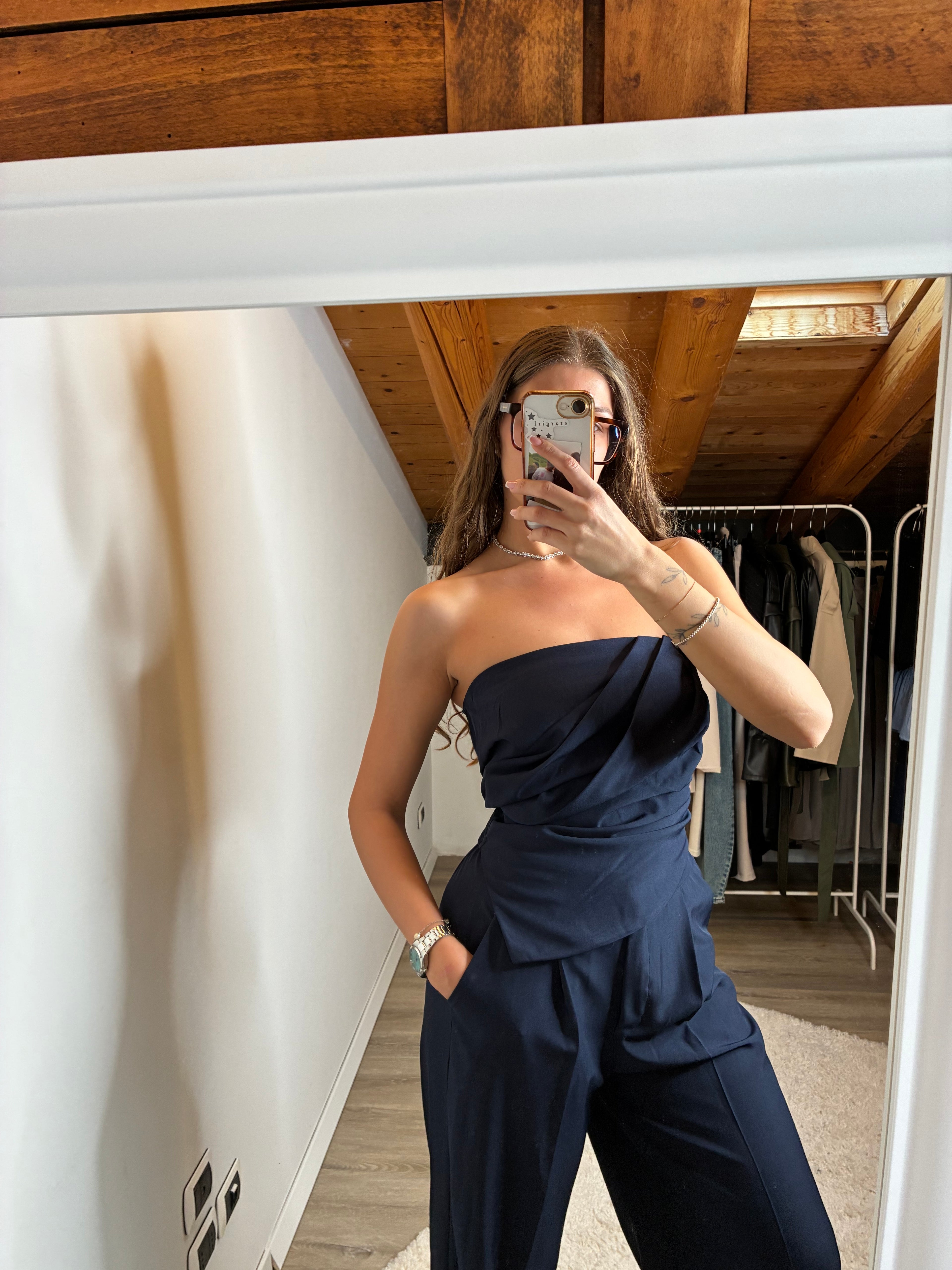 Completo drappeggio blu