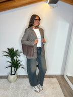 Blazer frange pied-de-poule