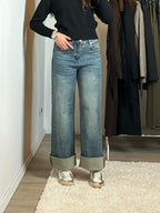 Jeans maxi risvolto