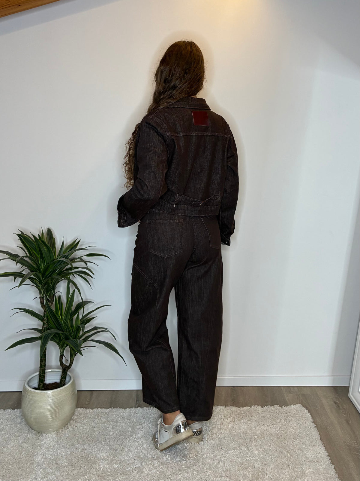 Pantalone denim melanzana