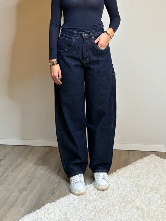 Jeans barrel work blu