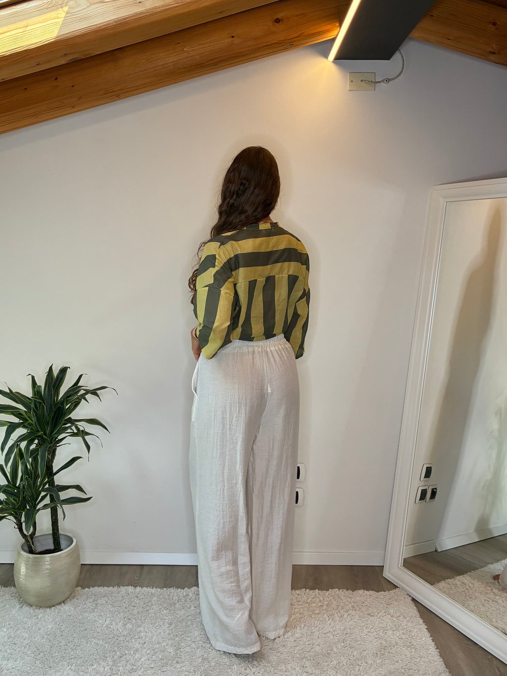 Camicia a righe militare-olio