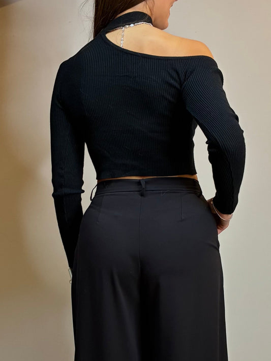 Pullover cut-out nero