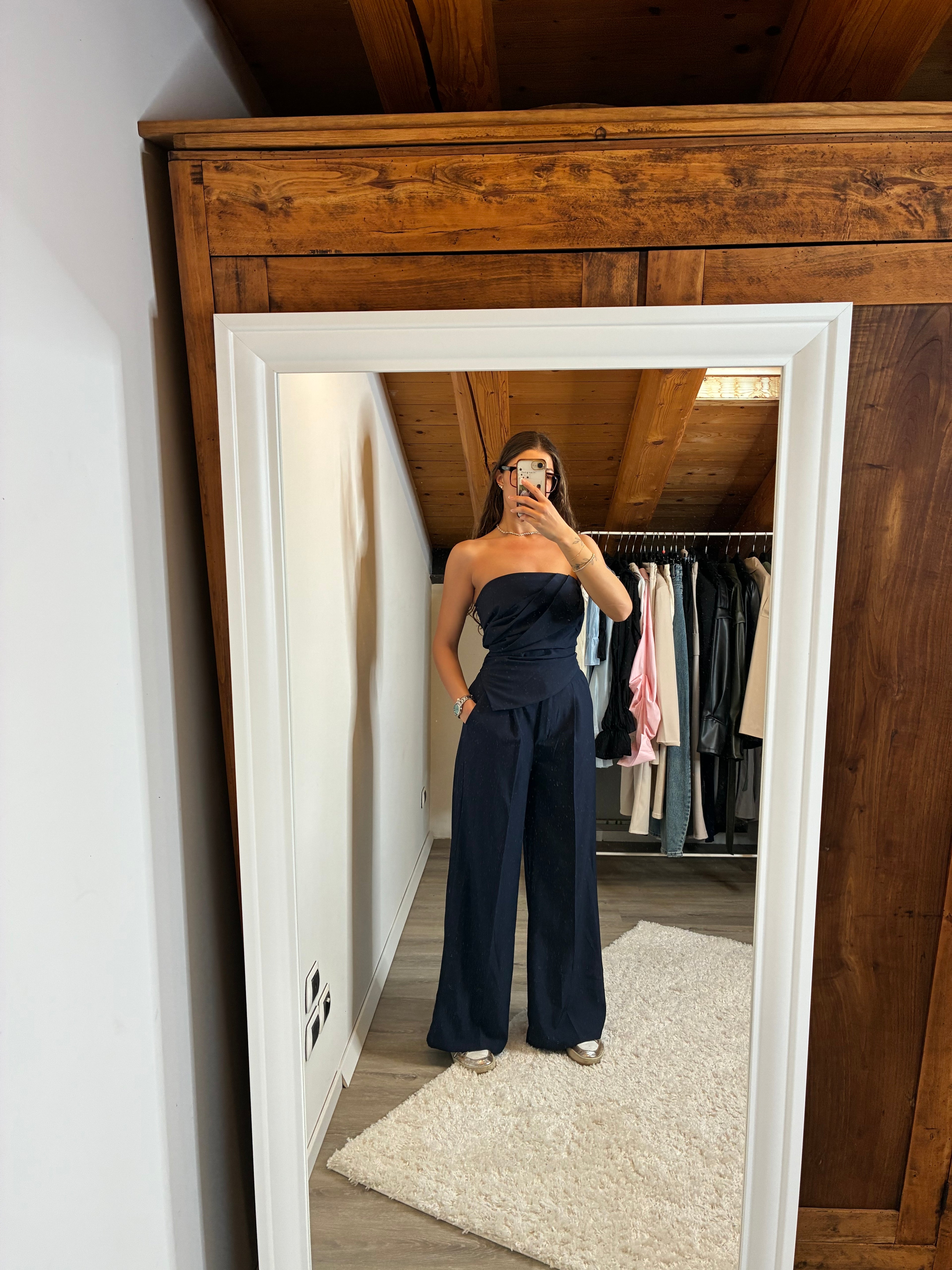 Completo drappeggio blu