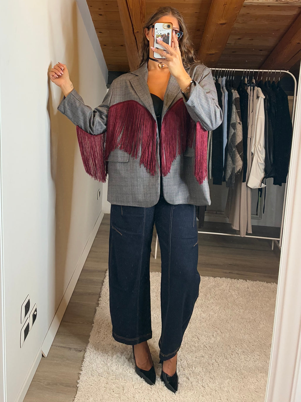 Blazer frange burgundy
