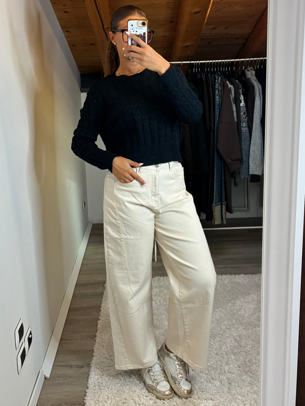 Pullover trecce nero