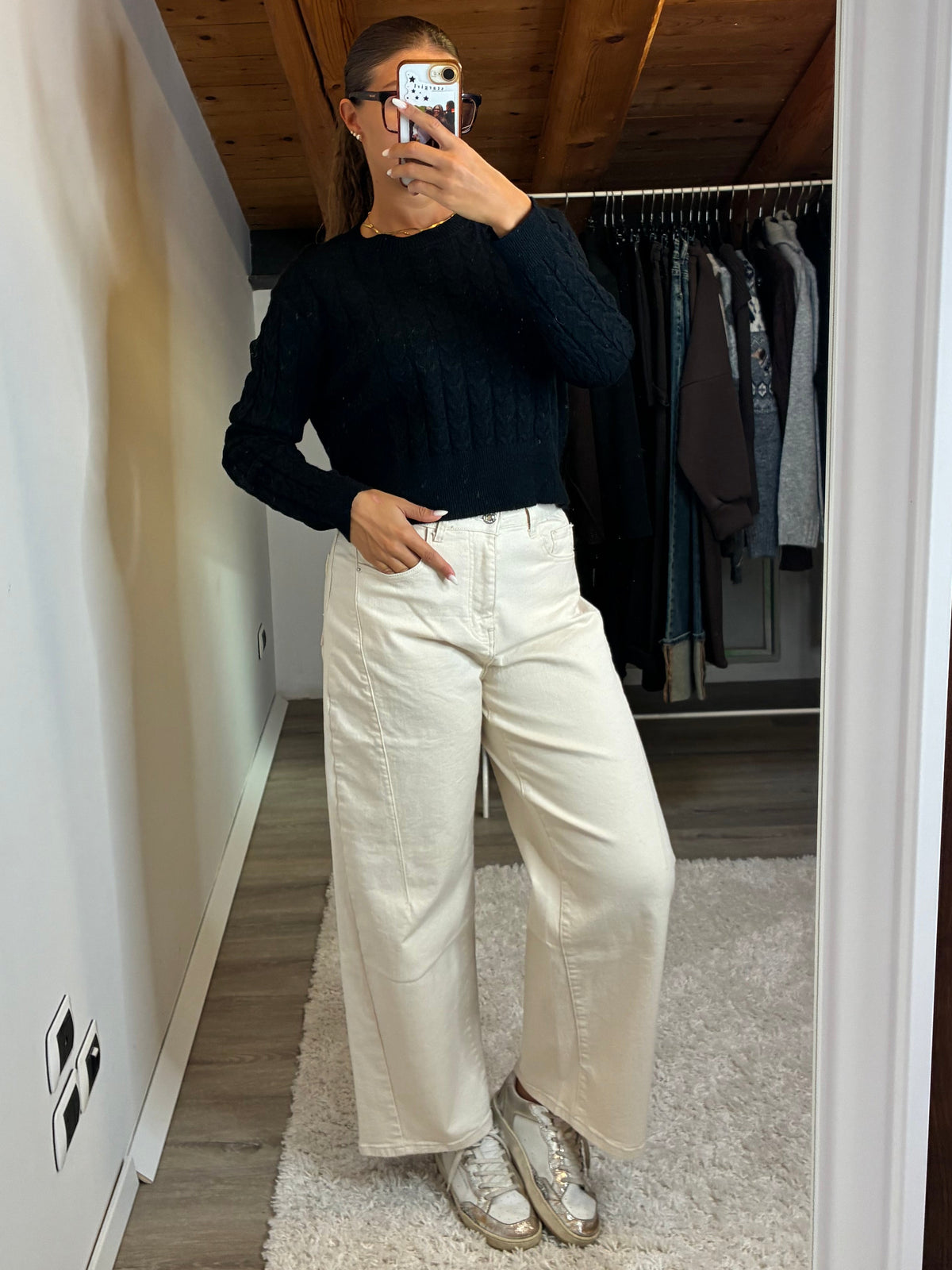 Pullover trecce nero
