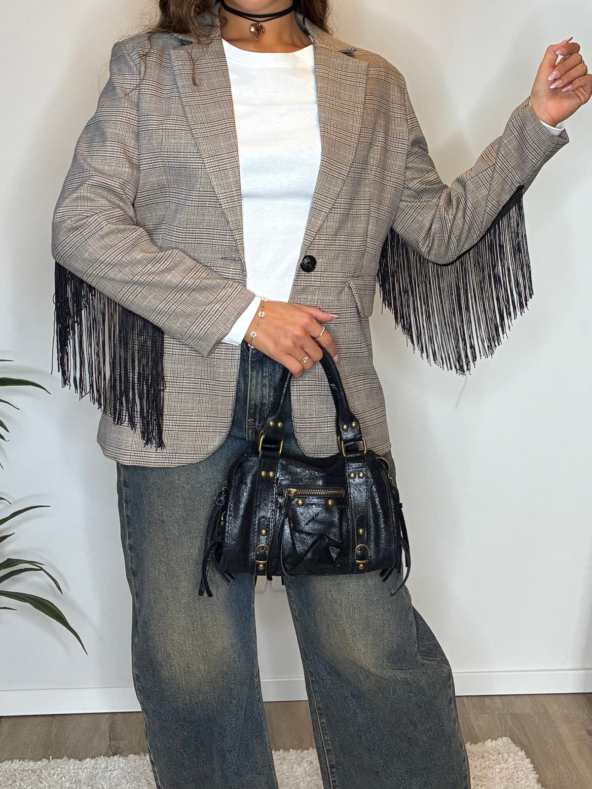 Blazer frange nere