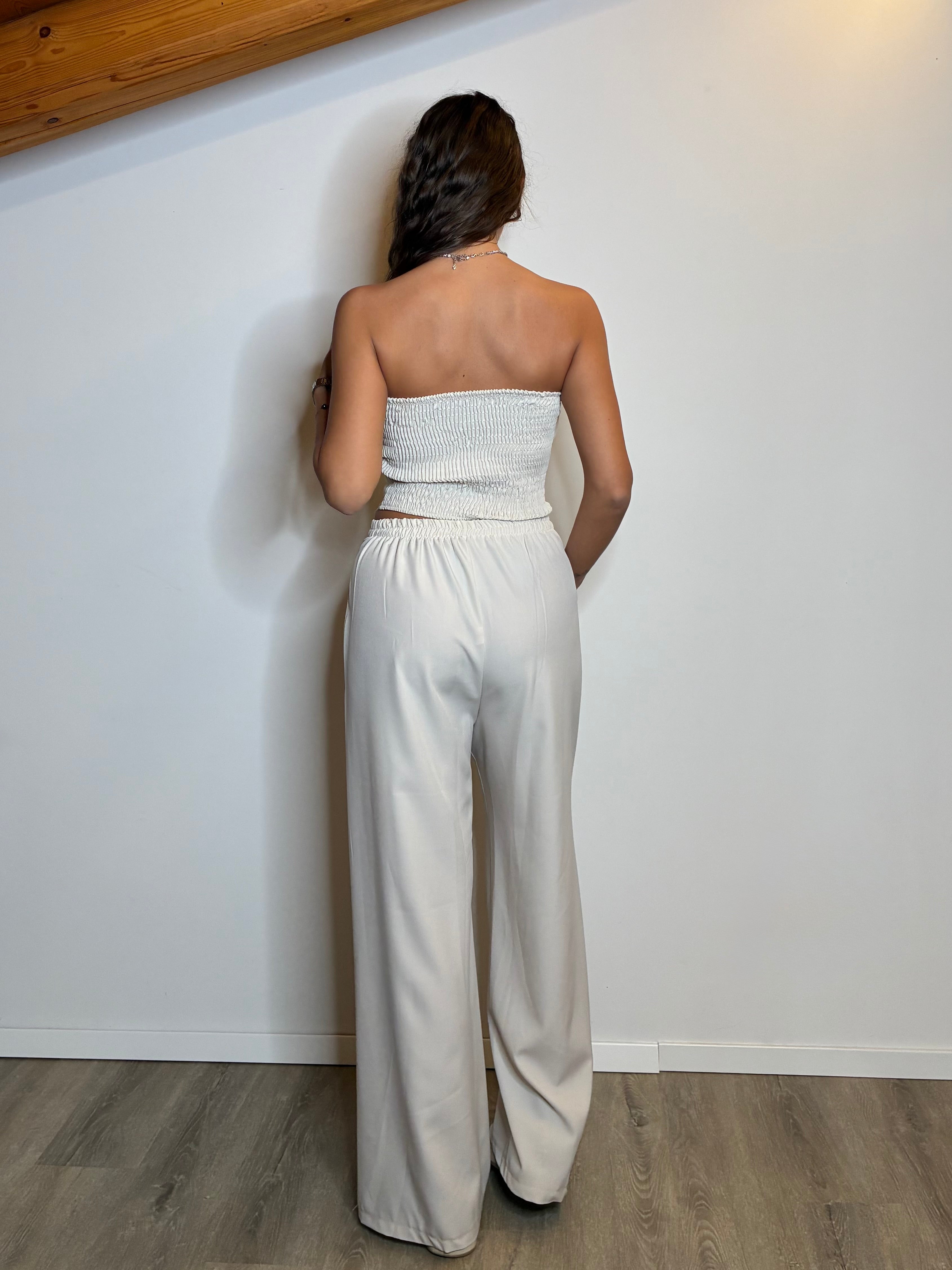 Completo drappeggio panna