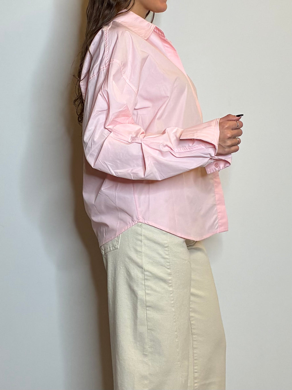 Camicia rosa manica pizzicata