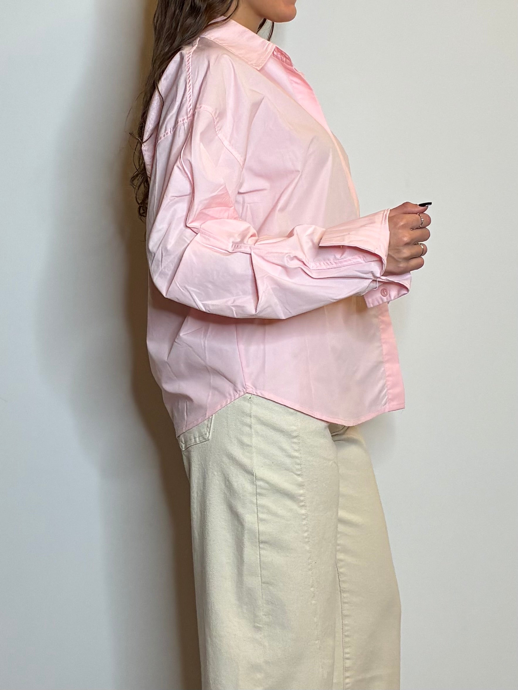 Camicia rosa manica pizzicata