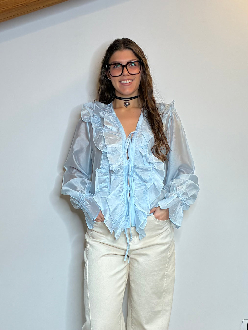 Blusa laccetti azzurra