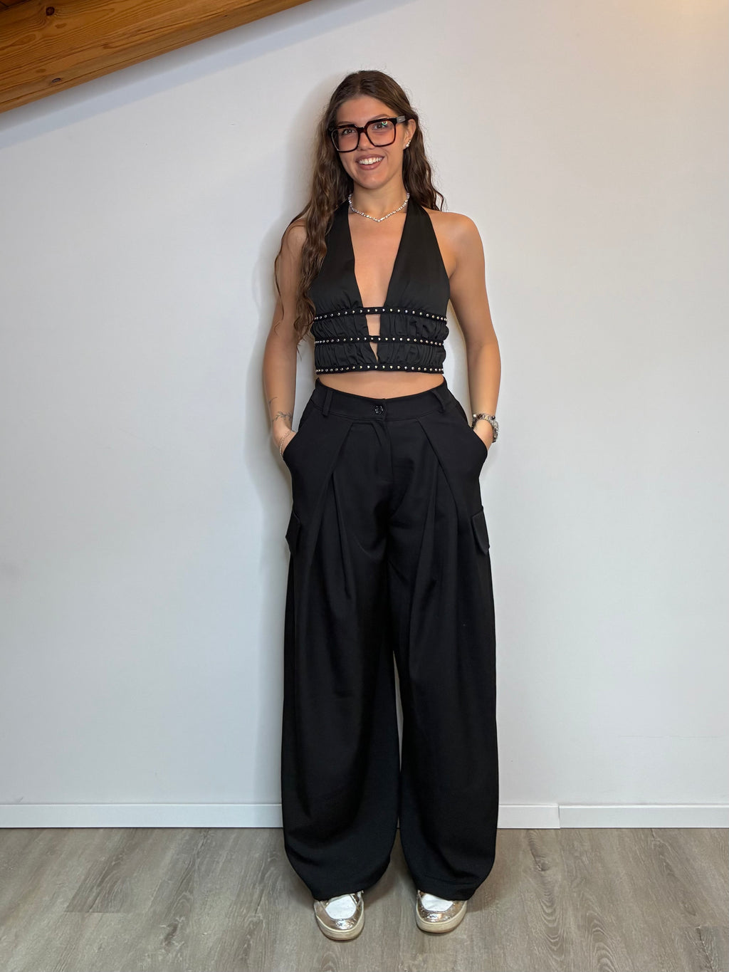 Pantalone cargo nero
