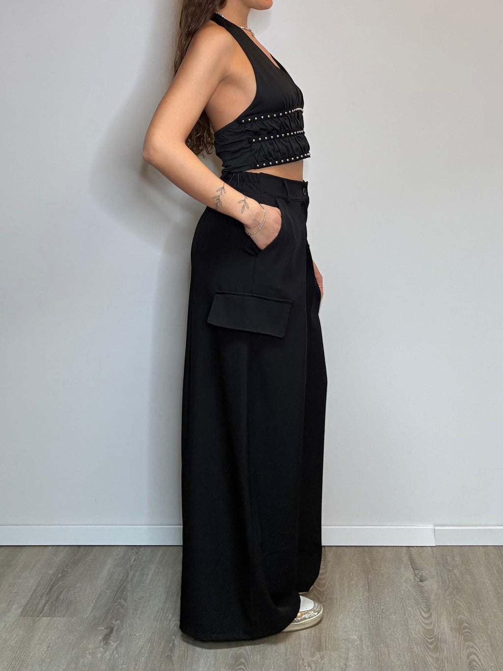 Pantalone cargo nero