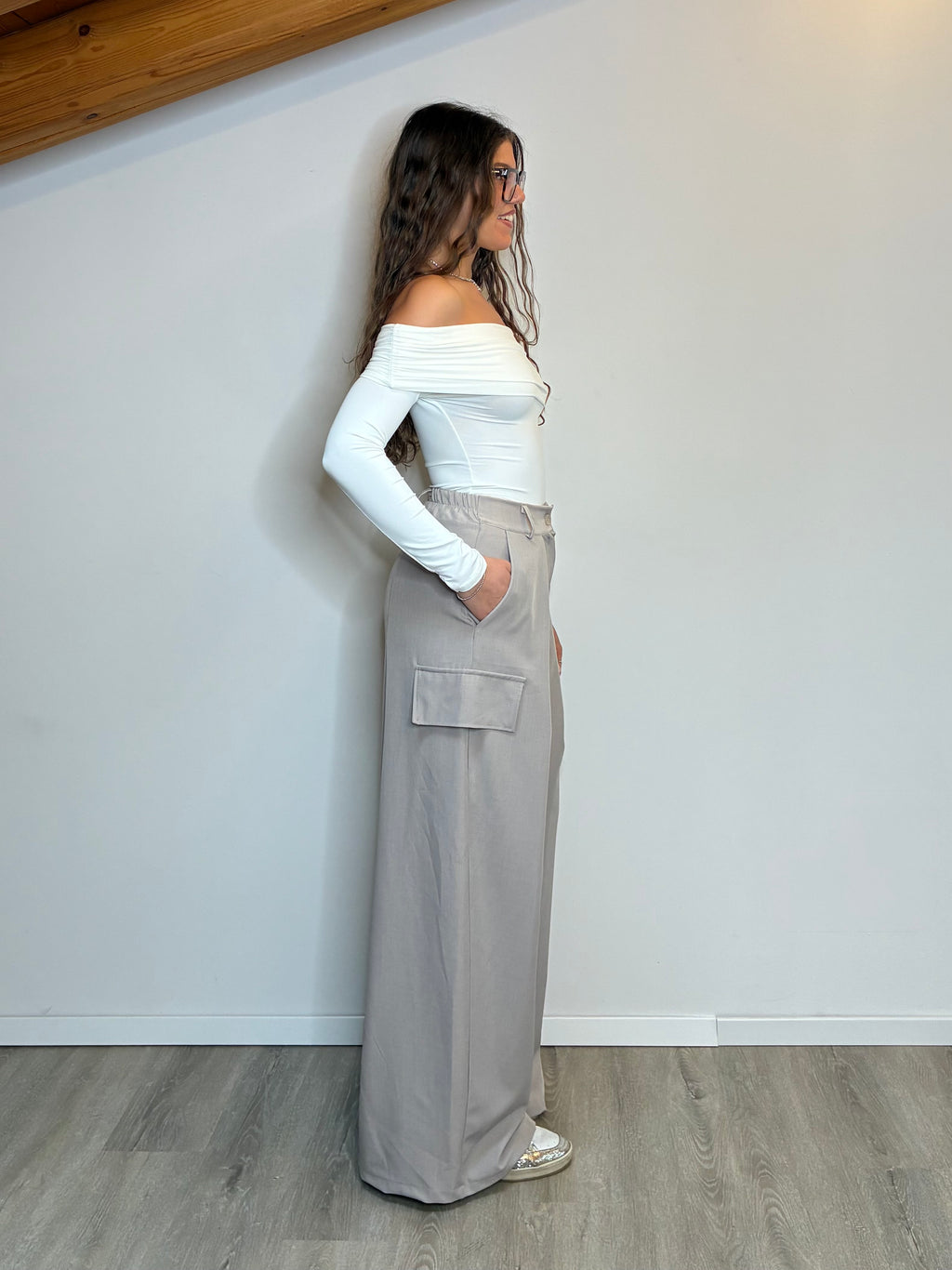 Pantalone cargo sabbia