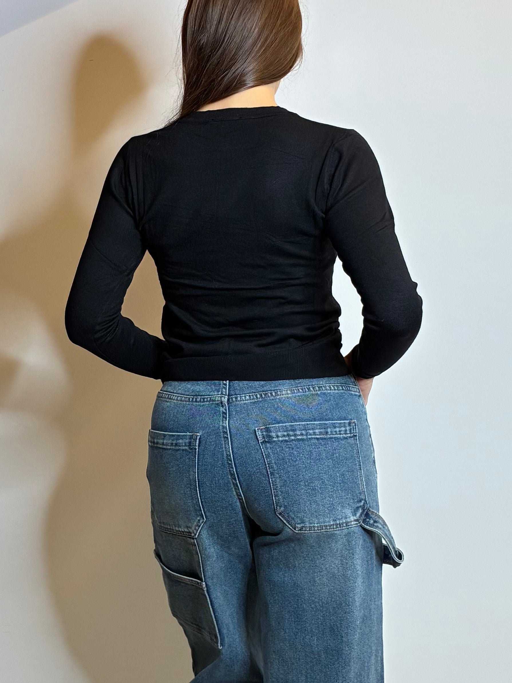 Pullover girocollo nero