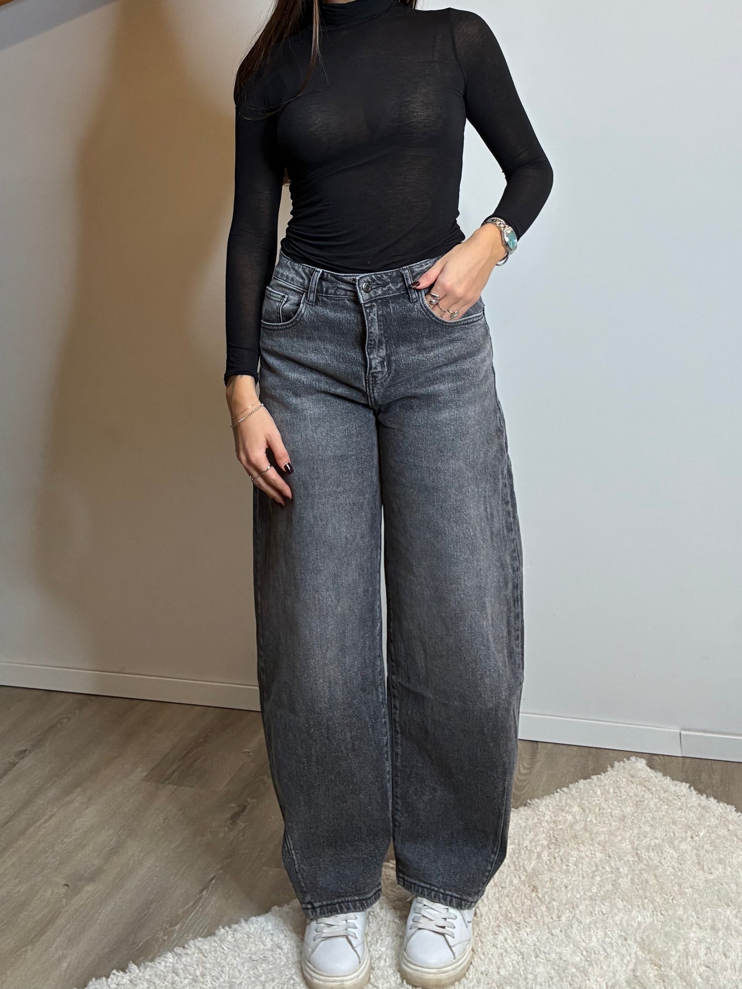 Jeans balloon grigio scuro