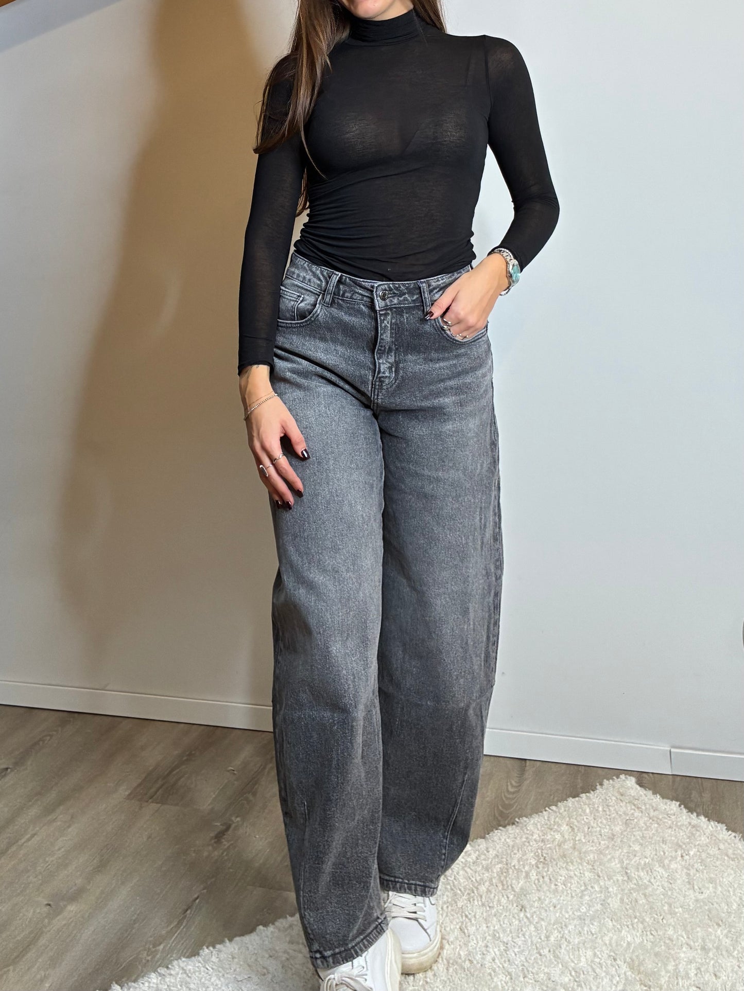 Jeans balloon grigio scuro