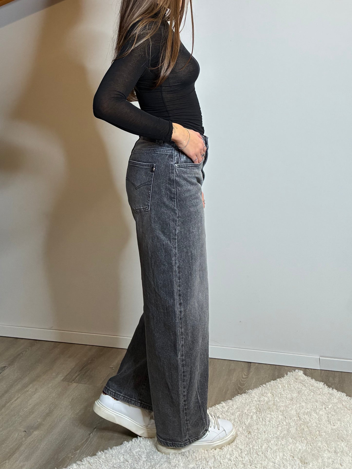 Jeans balloon grigio scuro