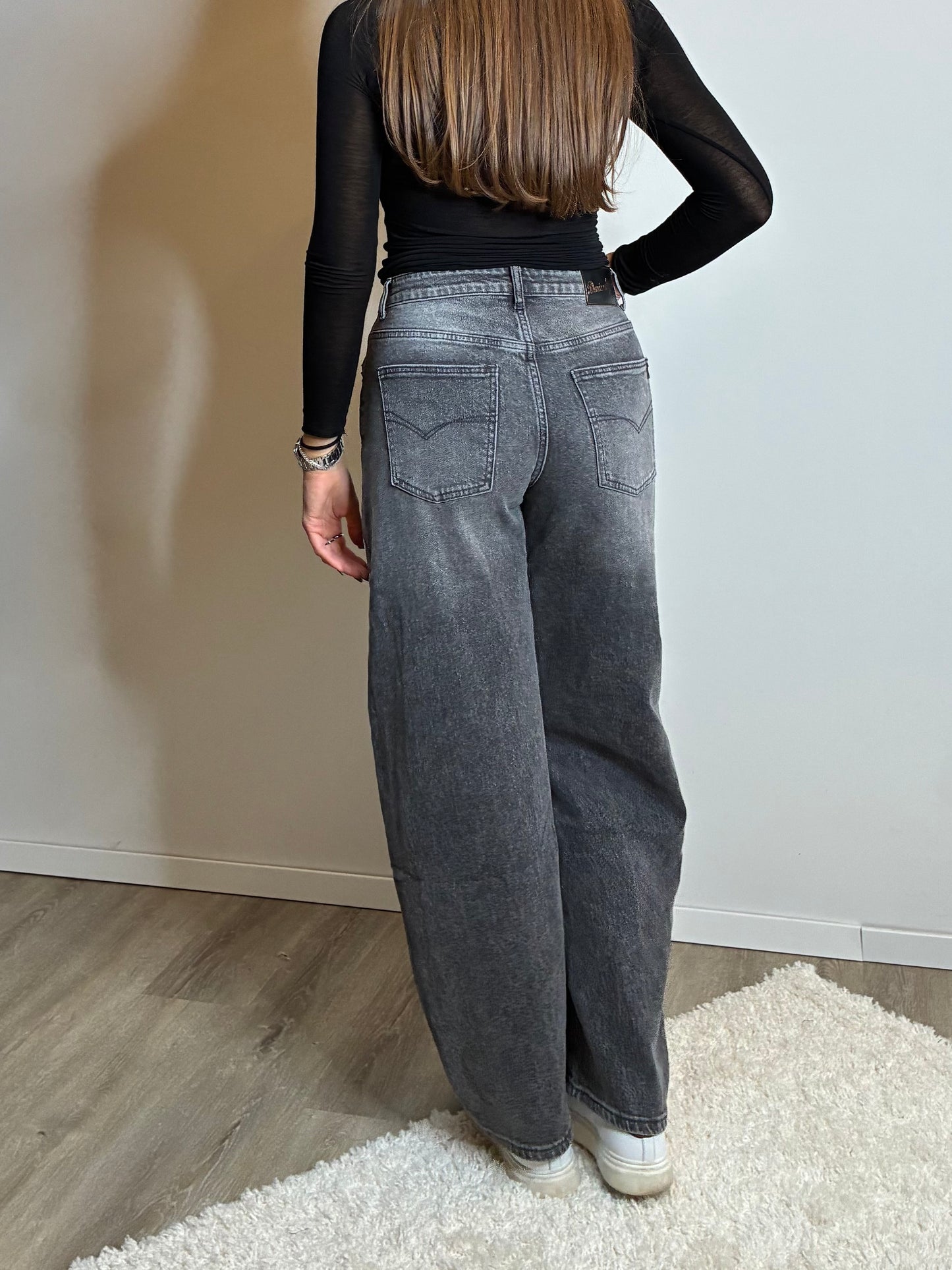 Jeans balloon grigio scuro