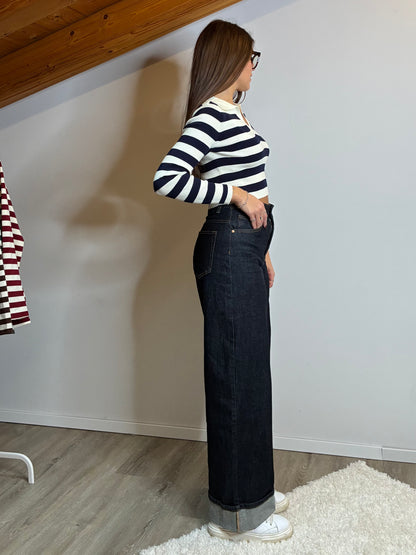 Jeans gamba dritta con risvolto