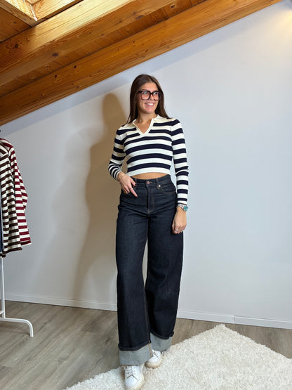 Jeans gamba dritta con risvolto