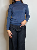 Pullover lurex collo alto carta da zucchero