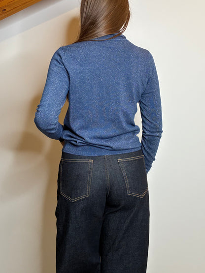 Pullover lurex collo alto carta da zucchero