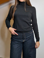 Pullover lurex collo alto nero
