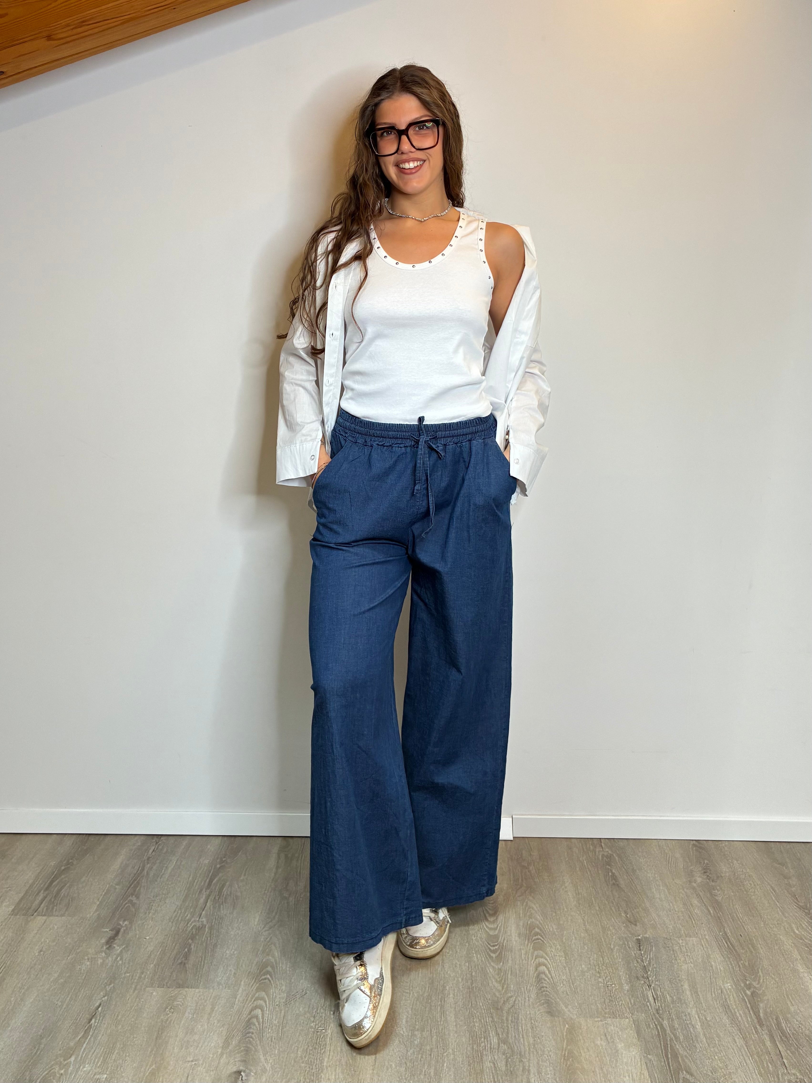 Pantalone denim gamba dritta